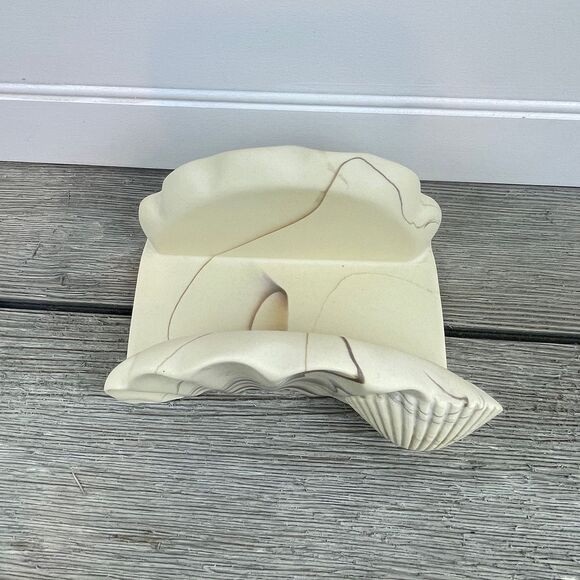 Vtg DINA Marbled Soapstone Vanity Set Soap Dish Toothbrush Holder Towel Holder - Picture 6 of 10